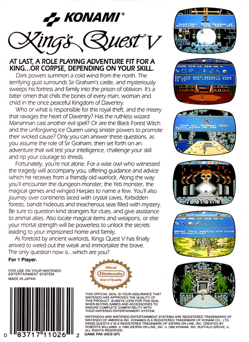 King's Quest 5 — box-2D-back (US)