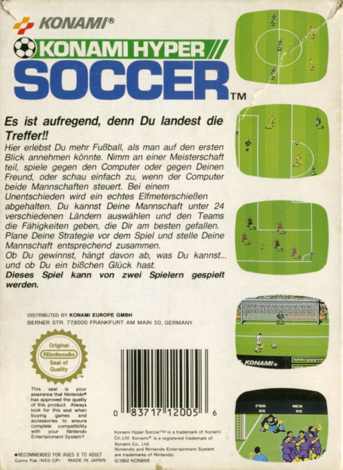 Konami Hyper Soccer — box-2D-back (DE)