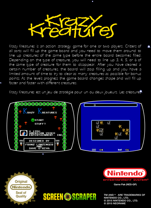 Krazy Kreatures — box-2D-back (SS)