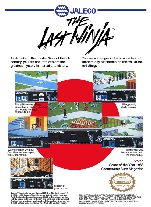 Last Ninja, The — box-2D-back (US)