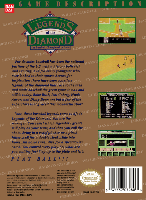 Legends Of The Diamond — box-2D-back (US)