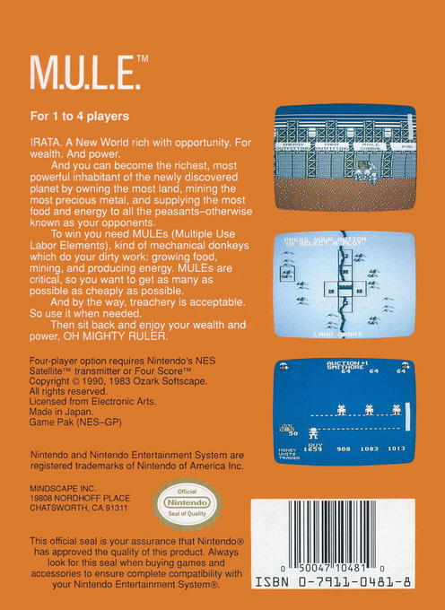 M.u.l.e. — box-2D-back (US)