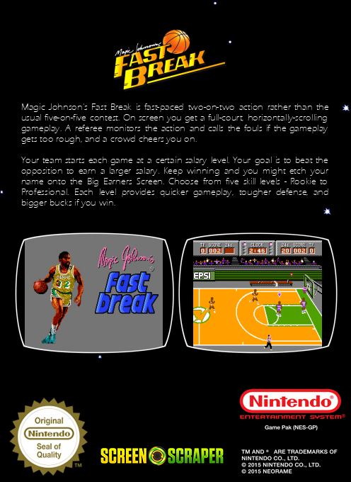 Magic Johnson's Fast Break — box-2D-back (SS)