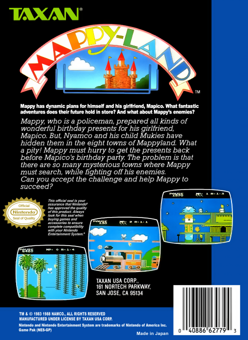 Mappy-land — box-2D-back (US)