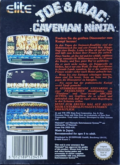 Joe and Mac - Caveman Ninja — box-2D-back (DE)
