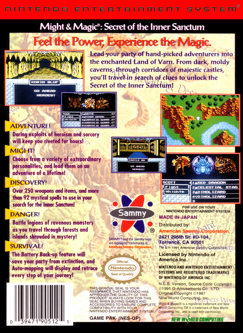 Might And Magic - Secret Of The Inner Sanctum — box-2D-back (US)