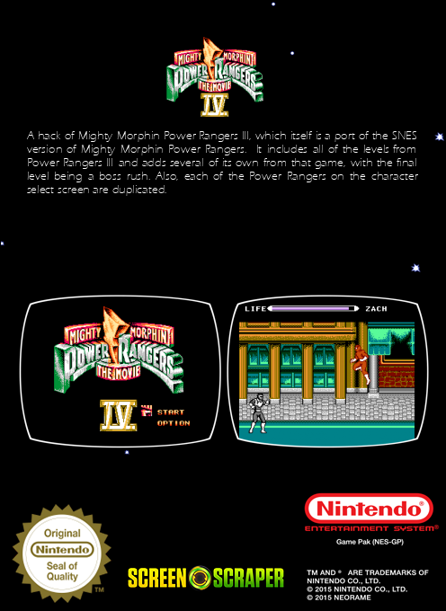 Mighty Morphin - Power Rangers IV - The Movie — box-2D-back (SS)