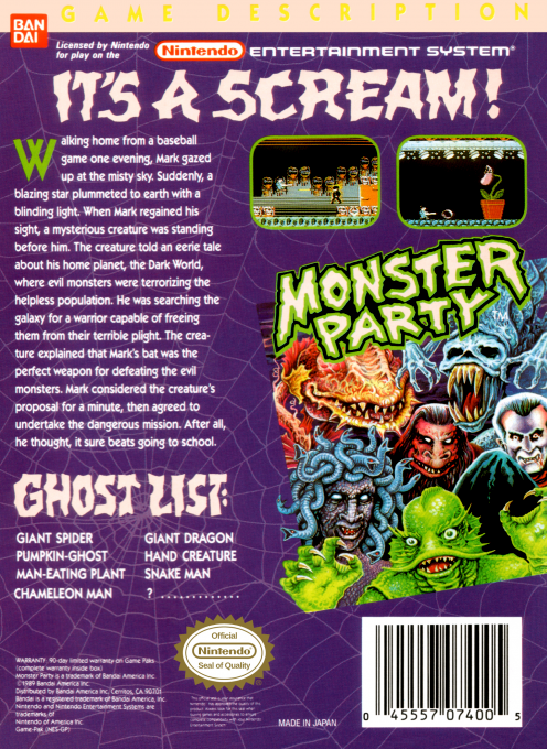 Monster Party — box-2D-back (US)