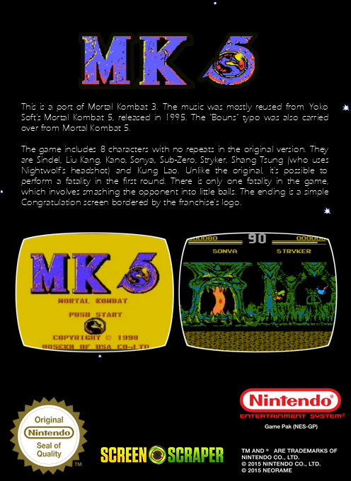 Mortal Kombat 5 — box-2D-back (SS)