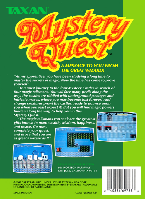 Mystery Quest — box-2D-back (US)