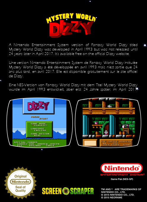Mystery World Dizzy — box-2D-back (SS)