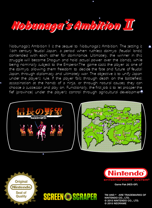 Nobunaga's Ambition 2 — box-2D-back (SS)