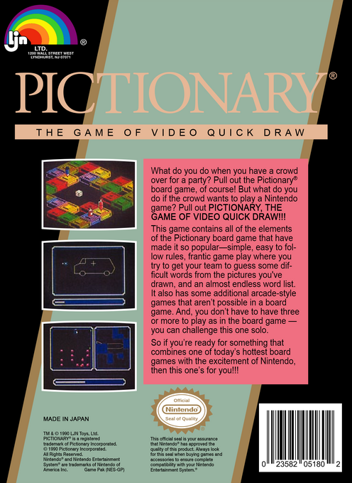 Pictionary - The Game Of Video Quick Draw — box-2D-back (US)