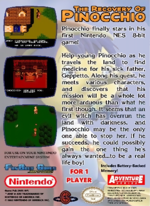 The Recovery of Pinocchio — box-2D-back (WOR)
