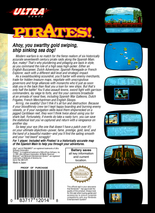 Pirates! — box-2D-back (US)
