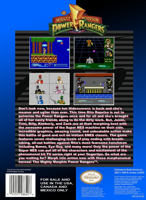 Power Rangers 2 — box-2D-back (CUS)