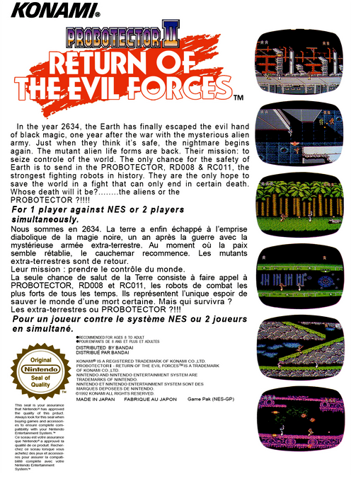Probotector 2 - Return Of The Evil Forces — box-2D-back (EU)