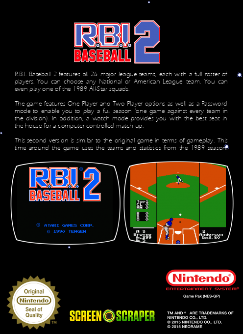 R.B.I. Baseball 2 — box-2D-back (SS)