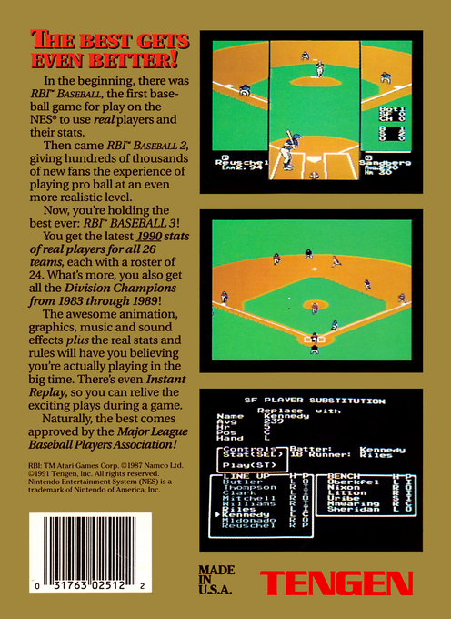 R.b.i. Baseball 3 — box-2D-back (US)