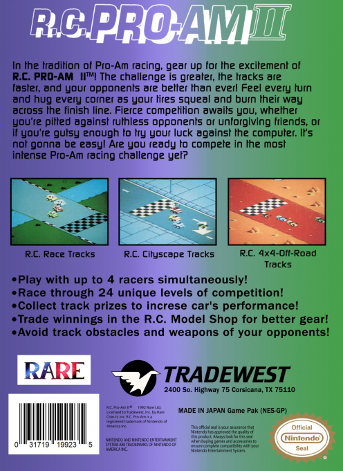 R.c. Pro-am 2 — box-2D-back (US)