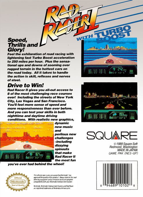 Rad Racer 2 — box-2D-back (US)