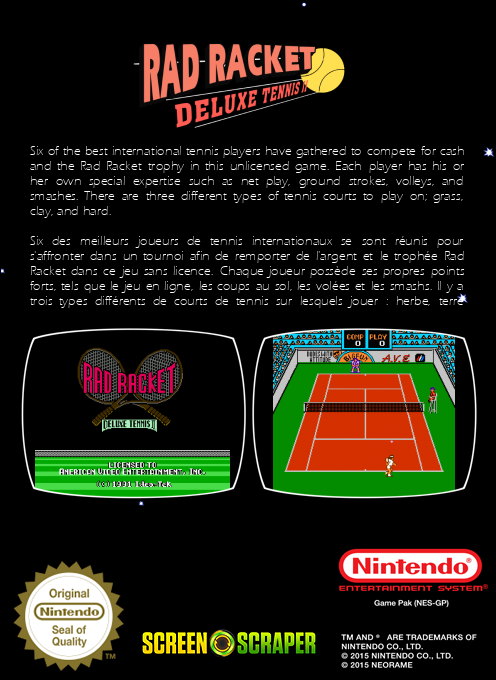 Rad Racket - Deluxe Tennis 2 — box-2D-back (SS)