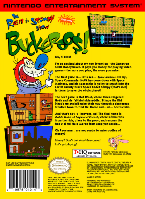 Ren And Stimpy Show - Buckeroo$!, The — box-2D-back (US)