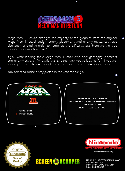 MegaMan III : Mega Man III Return — box-2D-back (SS)