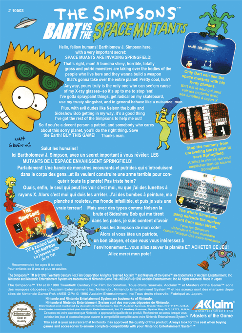Simpsons - Bart Vs The Space Mutants, The — box-2D-back (EU)