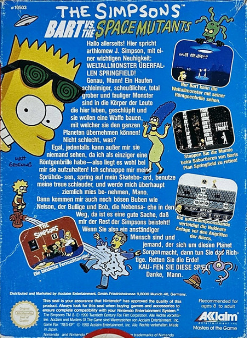Simpsons - Bart Vs The Space Mutants, The — box-2D-back (DE)