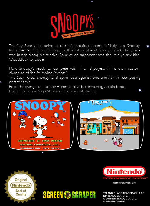 Snoopy's Silly Sports Spectacular! — box-2D-back (SS)