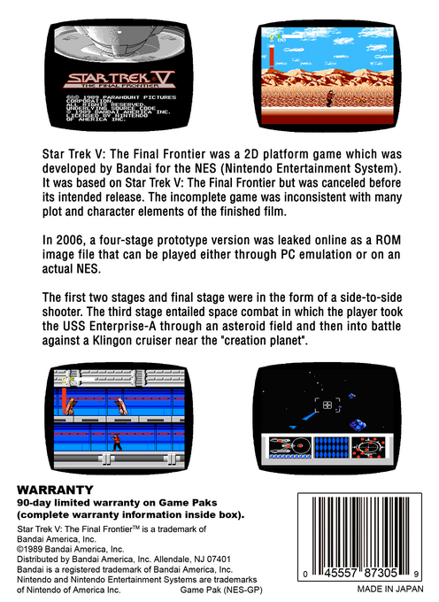 Star Trek 5 - The Final Frontier — box-2D-back (US)