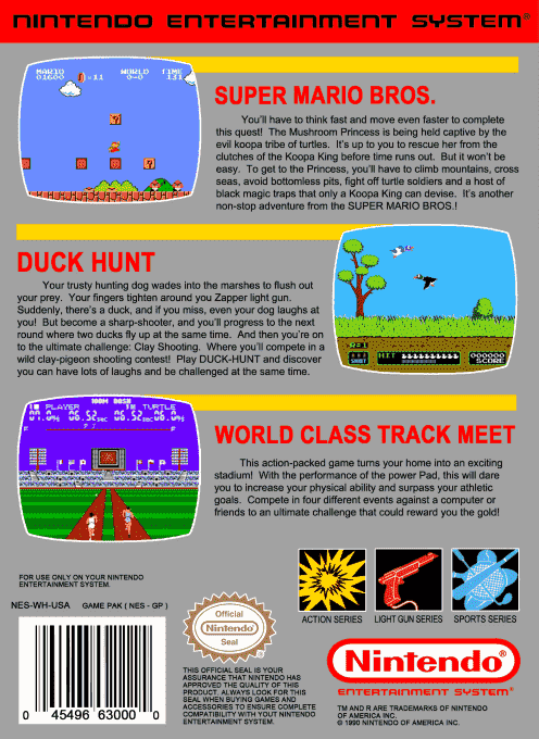 Super Mario Bros. / Duck Hunt / World Class Track Meet — box-2D-back (US)