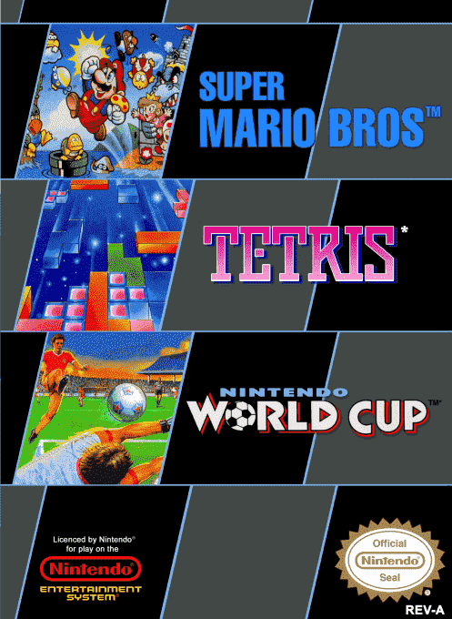 Super Mario Bros. / Tetris / Nintendo World Cup box art