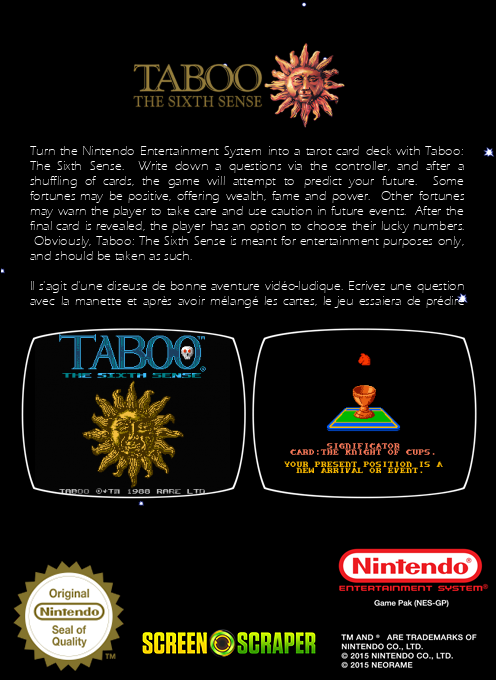 Taboo - The Sixth Sense — box-2D-back (SS)