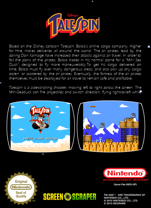 Disney's TaleSpin — box-2D-back (SS)