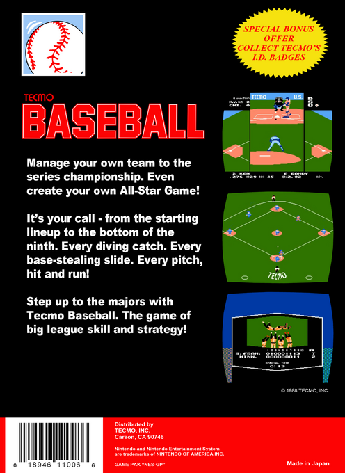 Tecmo Baseball — box-2D-back (US)