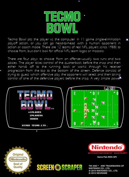 Tecmo Bowl — box-2D-back (SS)