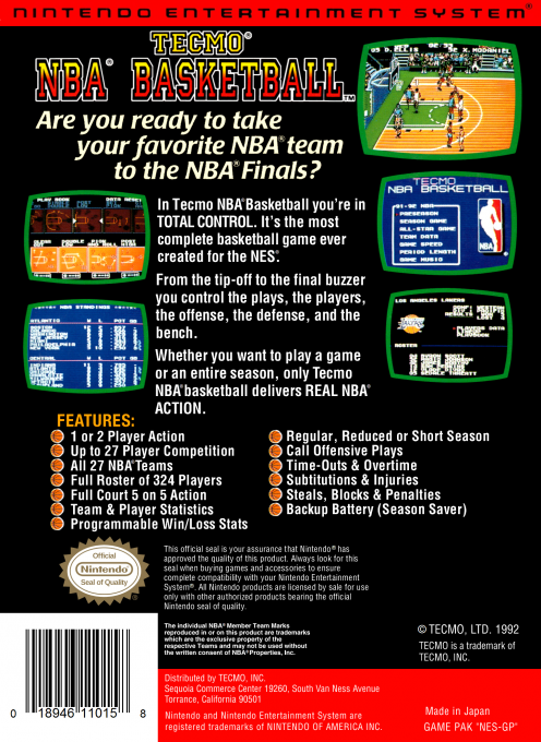 Tecmo Nba Basketball — box-2D-back (US)