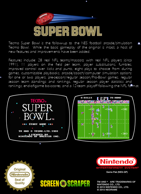 Tecmo Super Bowl — box-2D-back (SS)