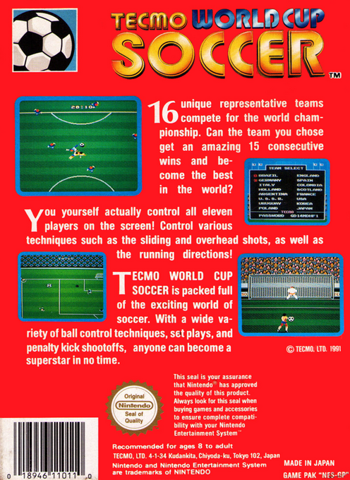 Tecmo World Cup Soccer — box-2D-back (EU)