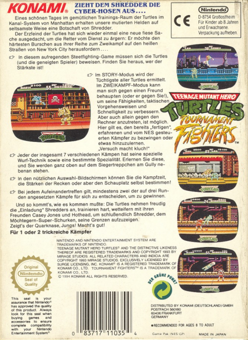 Teenage Mutant Ninja Turtles - Tournament Fighters — box-2D-back (DE)