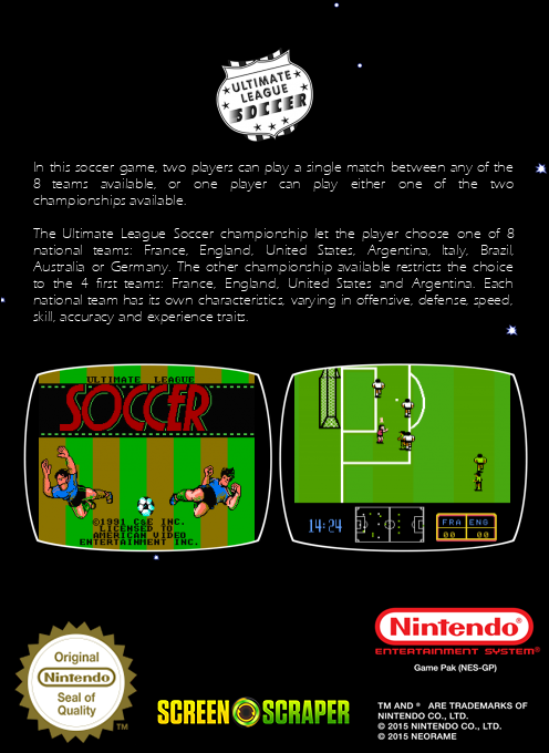 Ultimate League Soccer — box-2D-back (SS)