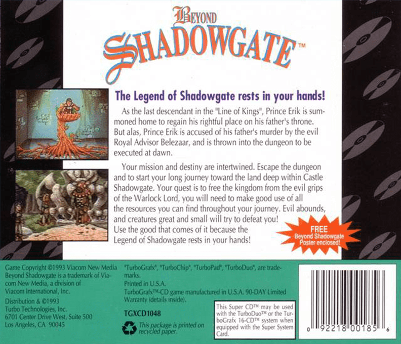 Beyond Shadowgate — box-2D-back (US)