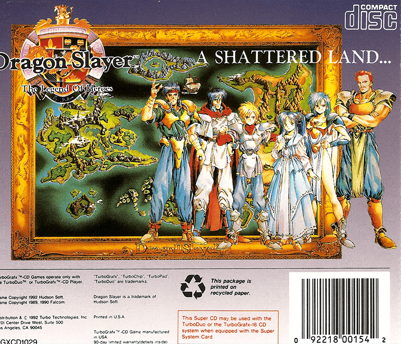 Dragon Slayer - The Legend Of Heroes — box-2D-back (US)