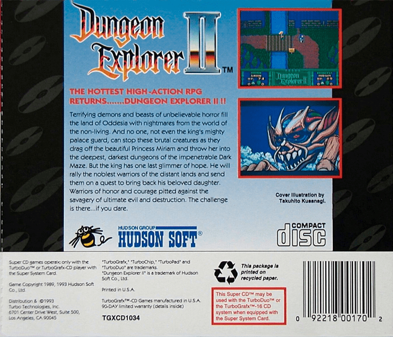 Dungeon Explorer 2 — box-2D-back (US)