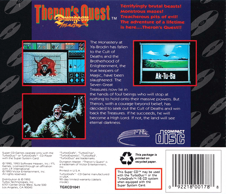 Dungeon Master - Theron's Quest — box-2D-back (US)