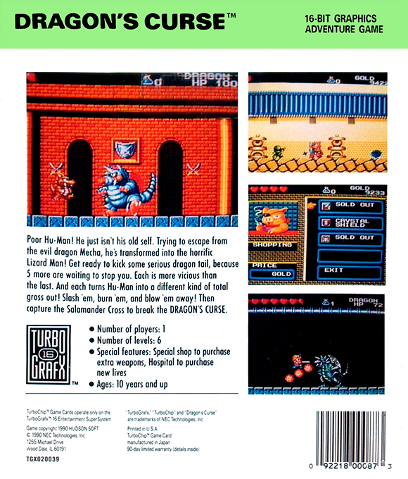 Dragon's Curse — box-2D-back (US)