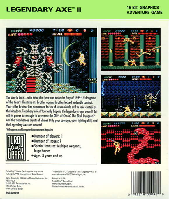 Legendary Axe 2, The — box-2D-back (US)