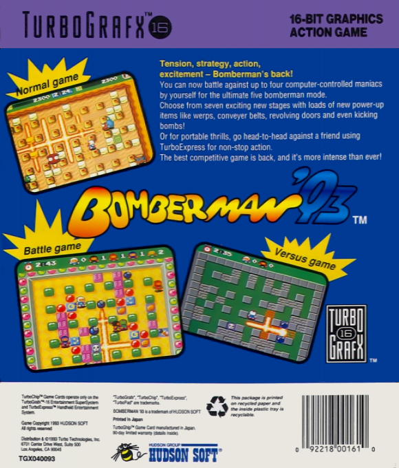 Bomberman '93 — box-2D-back (US)